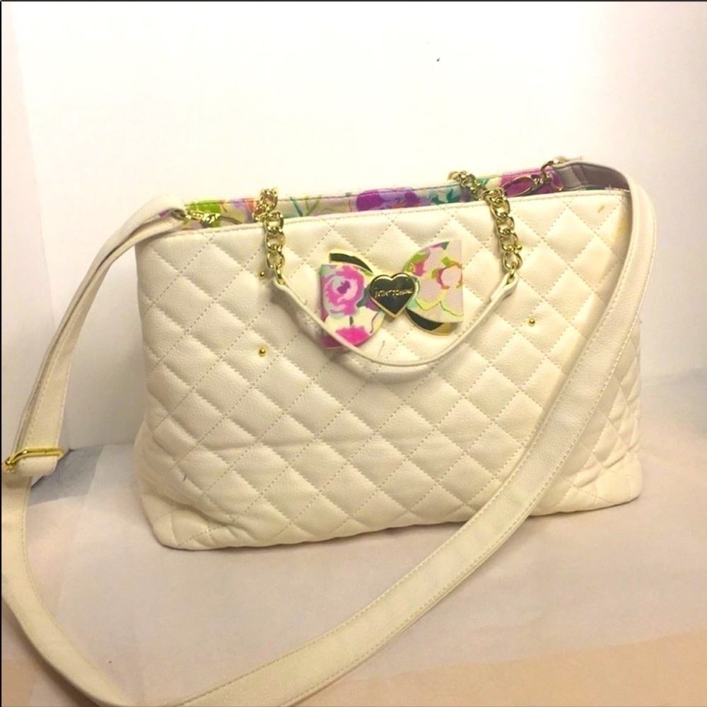 Betsey Johnson satchel with crossbody strap